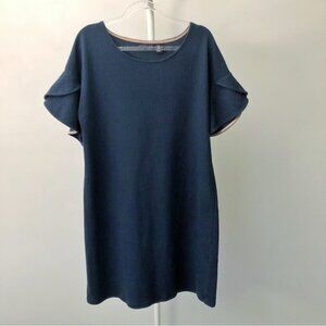 AMARYLLIS Navy Oversized Relaxed Fit Scoop Neck Tunic Midi Dress. Medium